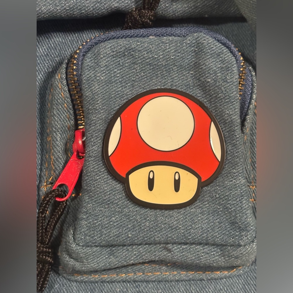Nintendo Super Mario Bros. Icons Denim Multi-Pocket Backpack NWT - Picture 6 of 11
